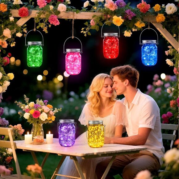 Mason Jar Solar Lights for Outside, 12 Pack 30LED Fairy Firefly Lights Mason Jar - Picture 7 of 8